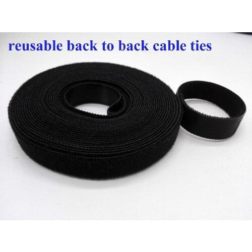 2rolls black 12mm*5M Nylon Ties Straps Wire Organizer Cable Wrap Organizer Winder Wire Management for Laptop PC TV Cable Ties