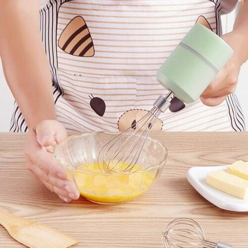 NHBR Mini Cordless Electric Egg Beater HandHeld USB Rechargeable Food Blender Milk Frother 3 Speed Cream Cake Mixer