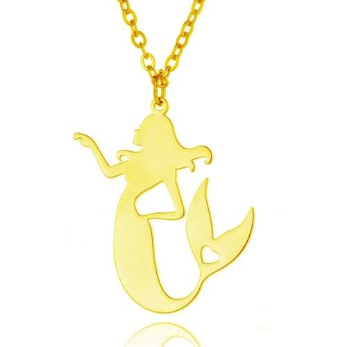 New 5 Style Mermaid Necklace Gold Color Silver Color Stainless Steel Mermaid Pendant Necklace Mermaid Jewellery Fish Jewellery