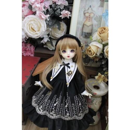 BJD doll clothes suitable for the 1/3 1/4 1/6 Blythes Size giant doll black full skirt Vintage dark doll dress accessories