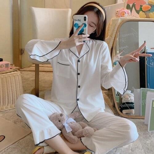 2021 Autumn Long Sleeve Silk Satin Pajama Sets for Women Fashion Korean Sleepwear Suit Pyjama Homewear Pijama Mujer Home Clothes