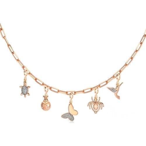 Valori Jewels Assorted Symbols, Zirconia Gemstone, Rose Gold Plated, Sterling Silver Charm Necklace