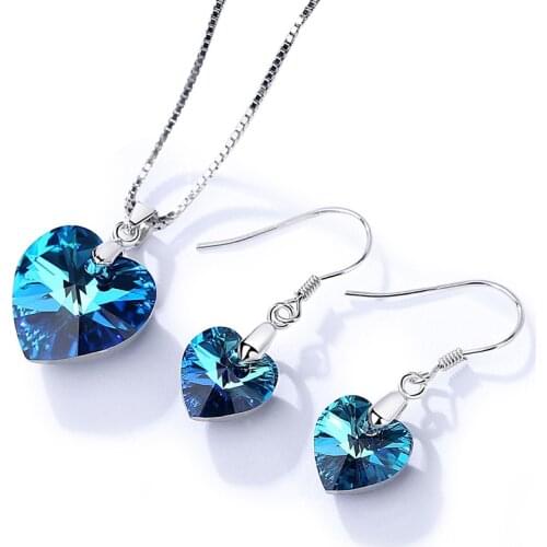 BAFFIN Original Crystals From Swarovski Romantic Heart Pendant Necklaces Drop Earrings Chic Jewelry Sets For Women Lovers Gift