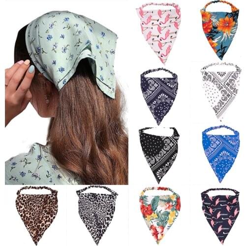 Vintage Headband for Women Headwrap Kerchief Triangle Hair Scarf Fashion Summer Elastic Floral Girls Bohemian Hairbands Headwear