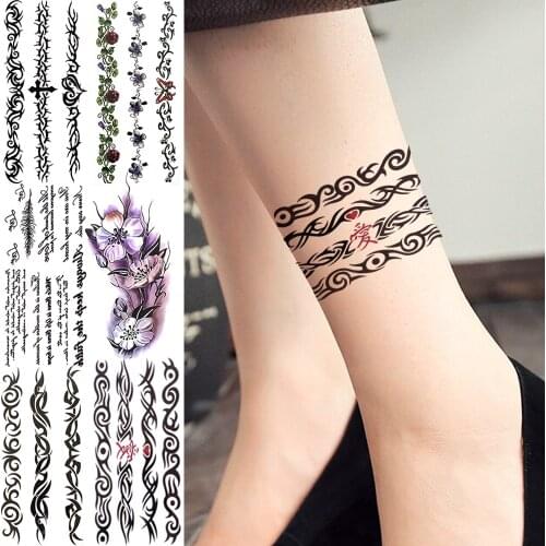 Realistic Indian Tribal Totem Fake Tattoo Sticker For Women Girl Daffodil Flower Christ Cross Temporary Tattoos Body Art Tatoos