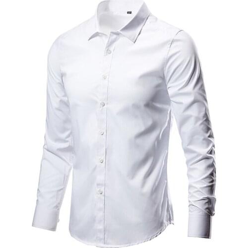 2021Men Dress Shirt Long Sleeve Slim Brand Man Shirts Designer High Quality Solid Male Clothing Fit Business Shirts 5XL