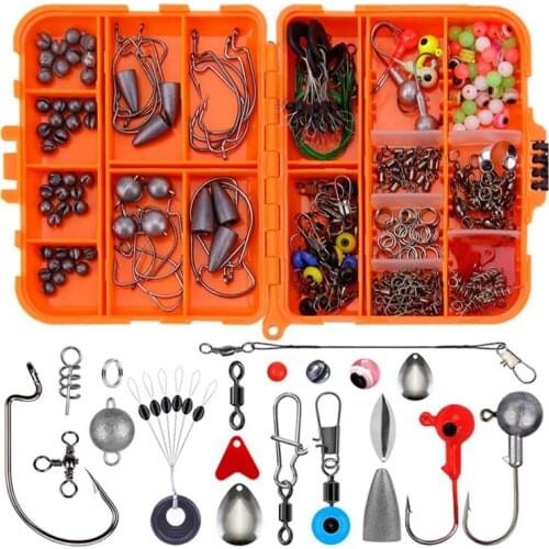 Fishing Terminal Tackle 257pcs Fishing Tackle Box - Removable Split Shot Jig Hook Sinker Weights Space Beans Green Fishing
