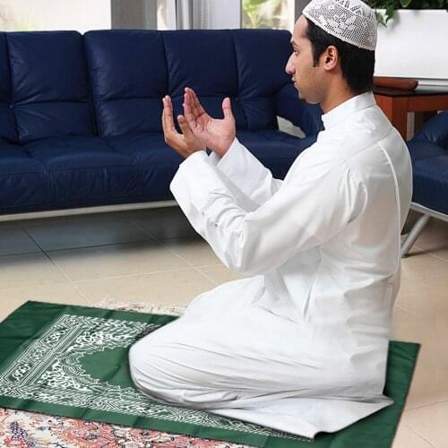 With Compass Muslim Prayer Rug Polyester Portable Braided Mats Simply Print In Pouch Travel Home New Style Mat Blanket 100*60cm