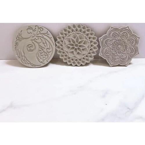 Geometric Pattern coaster silicone cement mold Creative Resin tray mold Silicone mold for cup mat Concrete Flower shape Mat Mold