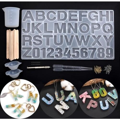 Resin Jewelry Silicone Mold Alphabet Letter Resin Molds UV Resin Jewelry Necklace Making Tools Set