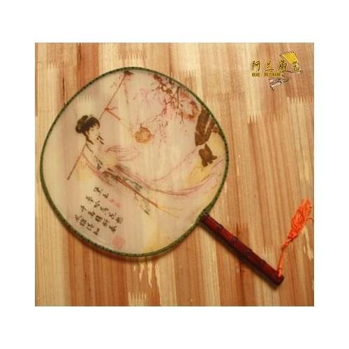 Ancient fan Round fan 2 piece Chinese women fan Dance Circle fan
