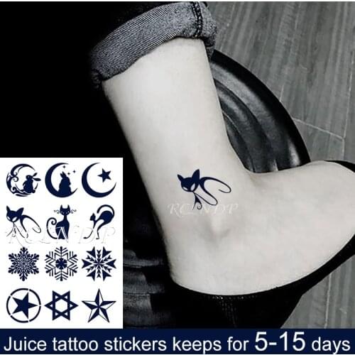 Waterproof Temporary Juice Tattoo Sticker Moon Star Rabbit Fox Cat Snow Pattern Flash Tatoo Fake Tatto Art for Men Women