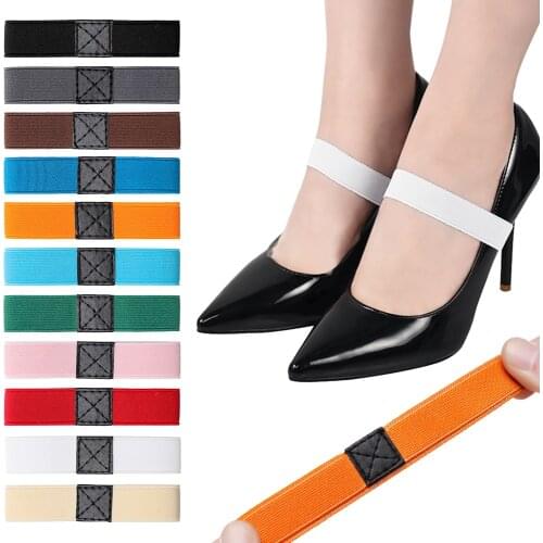 1Pair High Elastic Shoe Straps Anti-loose for Girls Women Hold Loose High Heels Flat Shoes Belts Solid Color Shoelaces