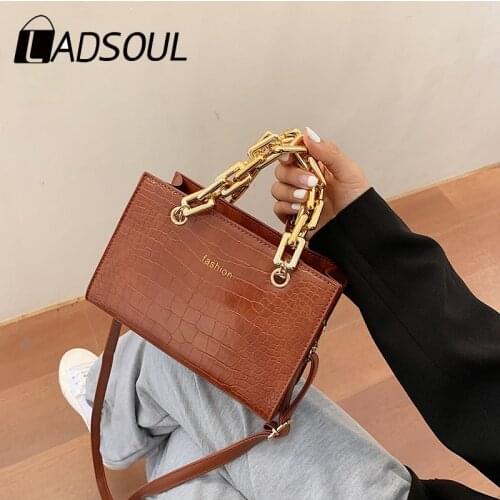 Ladsoul 2021 New Trendy Bag Crocodile Pattern Retro Chain Female Bag Ladies All-match Diagonal Small Bag Portable