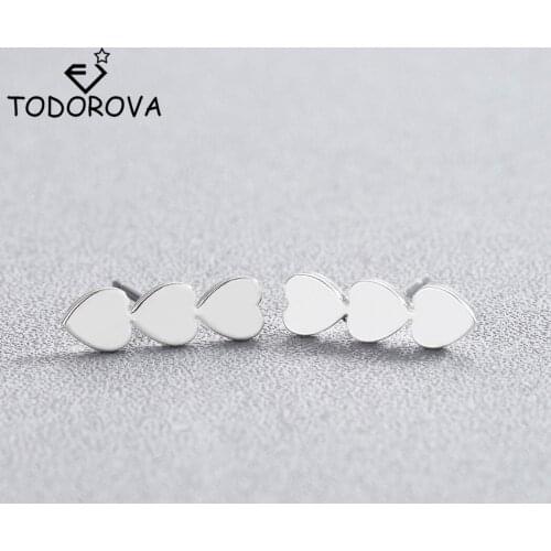 Todorova Trendy Stainless Steel Earrings Minimalist Small Earrings Korean Style Heart Stud Earrings for Women Fashion Jewelry