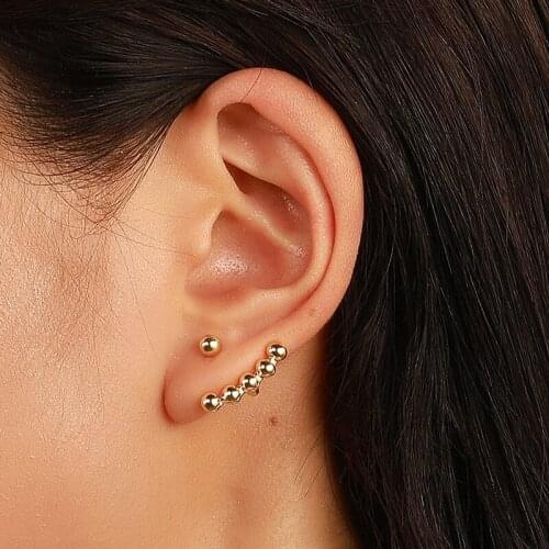 New Beaded Earrings For Women Stylish Round Gold Color Girl Surprise Gift Trend 2021 Stud Earrings Classic High Quality Jewelry
