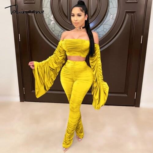 Tobinoone Jumpsuit Women Off Shoulder Bodycon Long Sleeve Clubwear Jumpsuits Rompers Skinny Sexy Jumpsuits Female Black Trousers