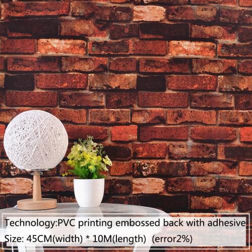 10M Brick Stone wallpaper Rustic Effect Self-adhesive Home Decor Home Decor 3D PVC Wood Grain Wall Stickers PaperSticker Room