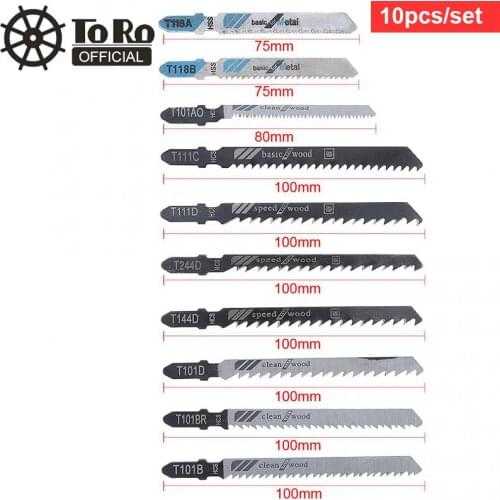 10pcs / set HSS & HCS Combination Reciprocating Saw Blades Straight Cutting Jig Saw Fit for Woodworking / Plastic PVC