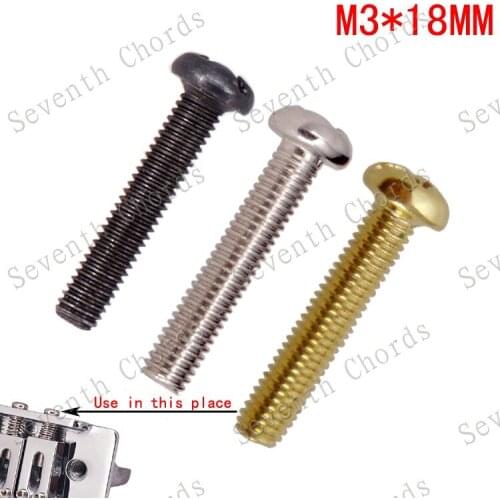 18 Pcs Guitar Bridge String Saddle Mount Adjust Screws for Electric Guitar Tremolo Bridge - M3*18mm - Silver & Black & Gold