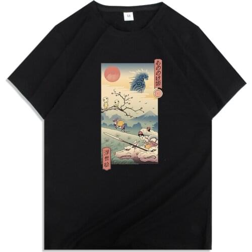 2021 Wolf Princess Ukiyo Men T-Shirt Summer Casual Men Clothing Retro Short Sleeve Men Women T Shirts Vintage Tops Anime Sports