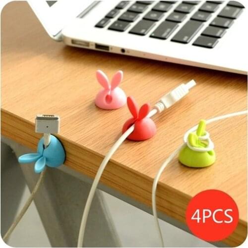4pcs Cute Wire Cord Cable Tidy Holder Drop Clips Organizer Line Fixer Winder
