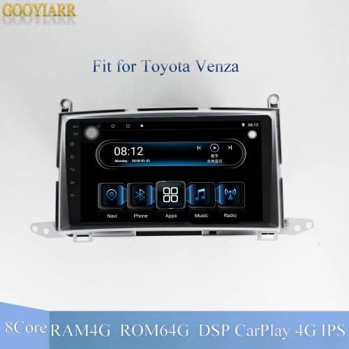 9‘’ 1din IPS car Android9.1 stereo radio 8core RAM4G+ROM64G Multimedia Player for Toyota Venza 2008-2015 with CarPlay 4G DSP BT