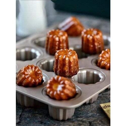 Cannele 12 Cups Carbon Steel Non-stick Cake Baking Mold Good Thermal Conductivity High Temperature Resistance Bread Baking Tools