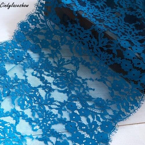 Cindylaceshow 3yards 23.5cm Wide Eyelash Blue Lace Trim Lace Ribbon Decoration Crafts Sewing Lace For Wedding Making Decoration
