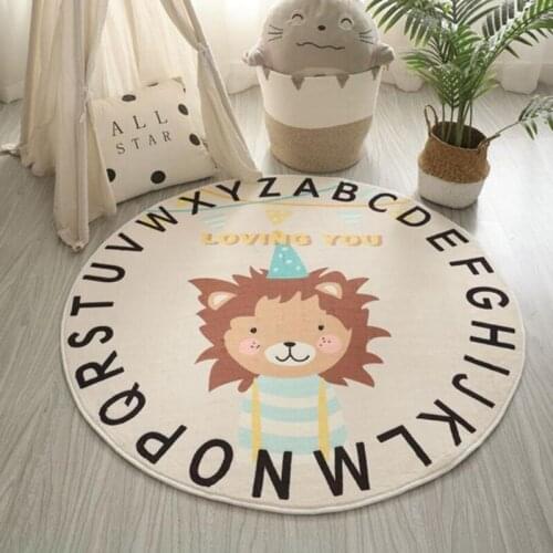 Cartoon Animal Print Baby Play Mat Crawling Carpet Kids Room Floor Rug Round Game Pad Playmat Nursery Decor Props