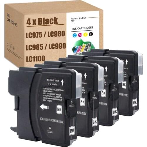 For Brother LC980BK For Brother LC1100BK LC985BK LC990BK DCP-385C 387C DCP-195C 585CW 375CW MFC-990CW 6490CW 490CW 5890CN J615W