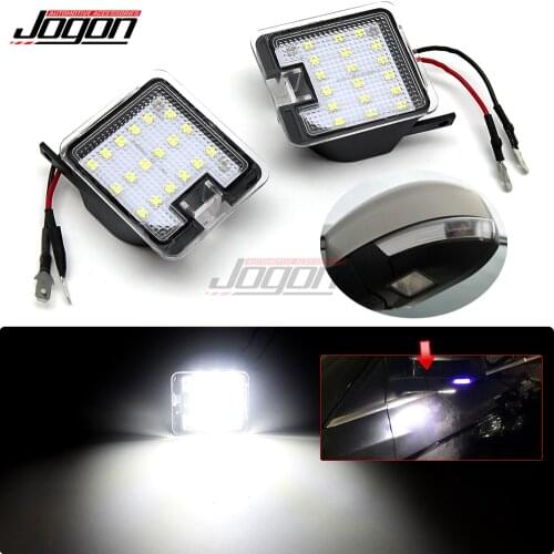 For Ford S-Max 2007-14 Kuga C394 C-MAX Focus MK3 Escape Mondeo White LED Side Wing Rear View Mirror Puddle Welcome Ground Light