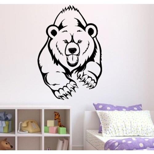 Grizzly Bear Wall Sticker Creative Animal Wall Decals Kids Children Room Decoration Vinyl Design Living Room Bedroom Home Decor
