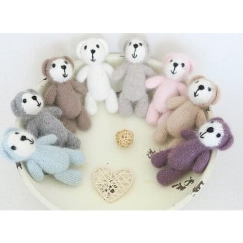 Newborn Prop Toy Teddy Bear Knitted Bear Toy For Photo Props Crochet Mohair Animal Stuffed Christmas Gift