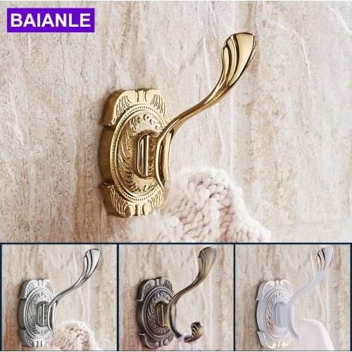Classic Gold Zinc Alloy Hat Bag Towel Coat Clothes Hanger decorative Metal Coat Robe Hooks Creative Wall Door Hanger