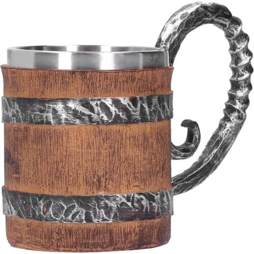 Drinking Mug Eco-Friendly Oak Barrel Mug Resin Hand‑Made High Temperature Resistance Wine for Milk Beer Coffee