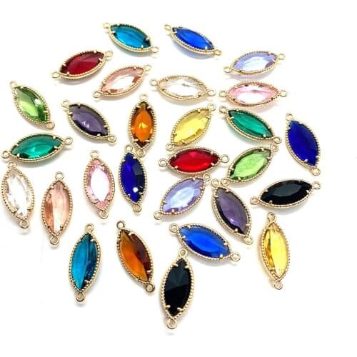 Natural Crystal Double Ring Pendant Colorful and Transparent for DIY Making Charm Earrings Necklace Pendant Jewelry 5 Pieces