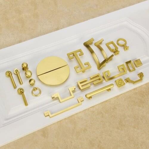 LCH Zinc Alloy Brushed Gold Copper Color Handle Cabinet Drawer Pull Knob Door Pull Artistical Chinese Style Furniture Hardware
