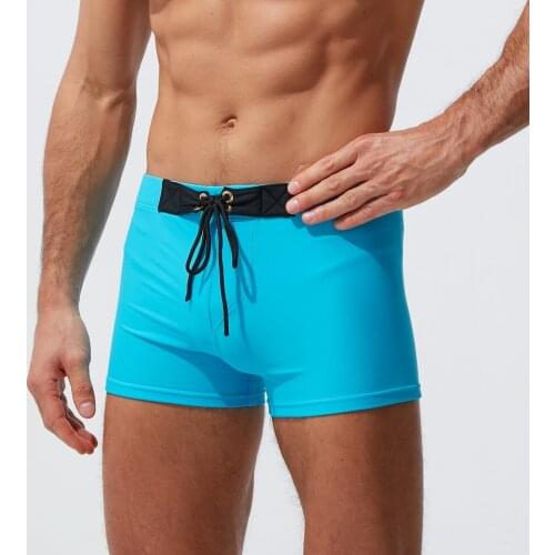 Heavywood Mens Swim Boxer Sexy Briefs Surf Bodybuild Man Swimwear Swimsuit Elastic Waist Double-Layer Bathing Suit Beach Trunks