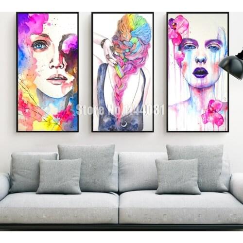 5D Diamond Embroidery Watercolor Woman Full Drill Cross Stitch Diamond Sets Decorative Diy Diamond Painting Illustration Girl