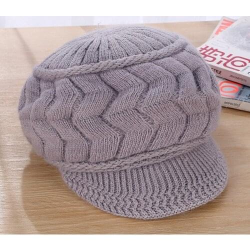 Autumn Winter Skullies Hat Warm Beanies Hats Female Casual Adult Rabbit Caps Women Solid Grey Rabbit Hair