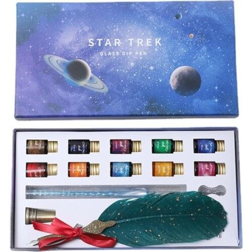 1 Set Fountain Dip Pen and Ink Set Quill Pen Feather Pen Calligraphy Pen Set