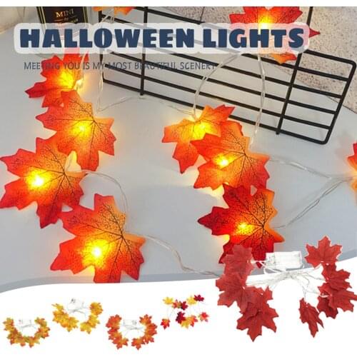 Holiday Lighting Maple Leaf Light 1.5m 10led Lighting Autumn Autumn Pumpkin Maple Leaf Wreath Halloween Decoration Fairy Light