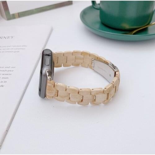 Strap for Apple Watch Bands 6 5 4 SE Wooden Beads Fashion Design Watchbands for iWatch 44mm 40mm 42 38mm Accessories Watchbands