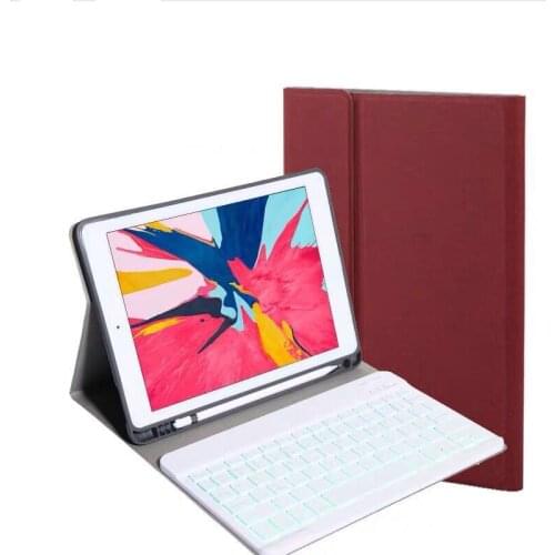 7 Colors Backlit Detachable Bluetooth Keyboard for iPad Pro 12.9 2020/2018 Tablet Fabric Leather Case with Pencil Slot+Stylus