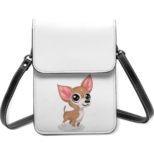 Chihuahua Shoulder Bag Fashion Retro Mobile Phone Bag Leather Travel Student Bags