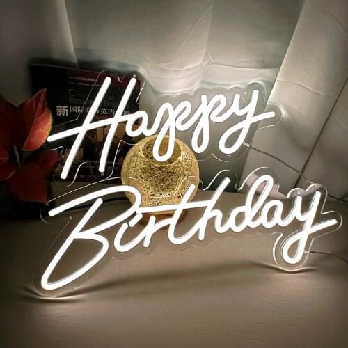 Custom Happy Birthday Led Neon Signs Light for Pub Bar Club Home Restaurant Wall Hanging Neon Night Lights