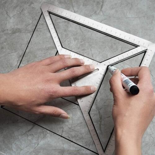 Precisely Triangle Ruler Stainless Steel Durable Multi Function Angle Craftsman Flower Pattern Tile Floor Drain Ruler Mark