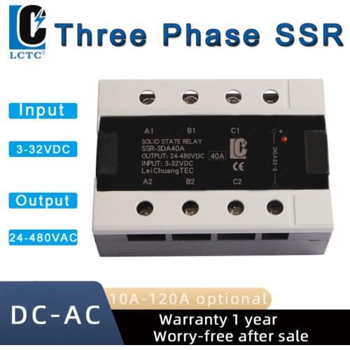 Three Phase solid state relay 10A-120A DC/AC 3 phase SSR LeiChuang TEC new