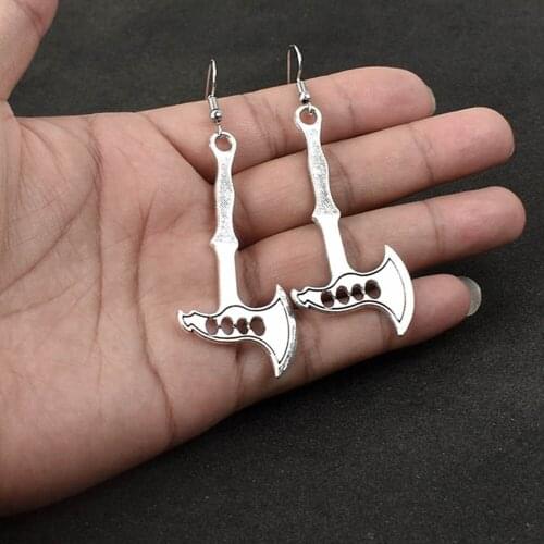Vintage Punk Ear Piercing Jewelry Antique Silver Color Long Big Tool Ax Drop Earrings For Women Men Retro Dangle Earring